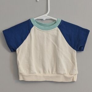 Hanna Andersson Baby Infant Toddler Blue White Shirt Top T-Shirt 60 (3-6 Months)